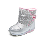 Kid Girl Prints Snowflake Thicken Fluff Waterproof Winter Snow Boots