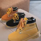 Kid Toddler Boy Girl Suede Pure Color British Oxford Martin Ankle Boots