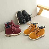 Kid Toddler Boy Girl Suede British Oxford Martin Ankle Boots With Side Zipper And Letters
