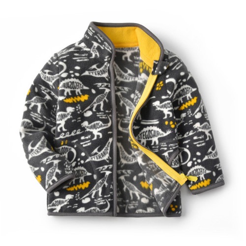 Toddler Kids Boy Polar Fleece Prints Dinosaurs Full Zipper Jacket Outerwear Coats