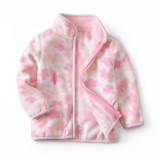 Toddler Kids Girl Polar Fleece Prints Flowers Zipper Jacket Outerwear Coats