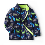 Toddler Kids Boy Polar Fleece Prints Dinosaurs Full Zipper Jacket Outerwear Coats