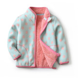 Toddler Kids Girls Polar Fleece Prints Hearts Leopard Full Zipper Jacket Outerwear Coats