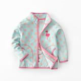 Toddler Kids Girl Polar Fleece Prints Flamingos Dots Zipper Jacket Outerwear Coats