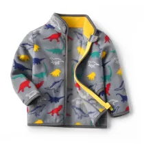 Toddler Kids Boy Polar Fleece Prints Dinosaurs Full Zipper Jacket Outerwear Coats