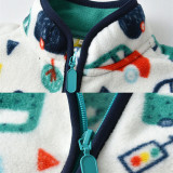 Toddler Kids Boy Polar Fleece Prints Colorful Cars Full Zipper Jacket Outerwear Coats