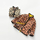Toddler Kids Girl Polar Fleece Leopard Print  Zipper Jacket Outerwear Coats