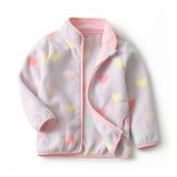 Toddler Kids Girls Polar Fleece Prints Hearts Candy Full Zipper Jacket Outerwear Coats