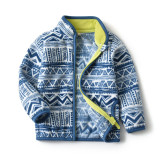 Toddler Kids Boy Polar Fleece Triangle Geometric Figure Full Zipper Jacket Outerwear Coats