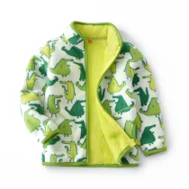 Toddler Kids Boy Polar Fleece Prints Crocodiles Full Zipper Jacket Outerwear Coats