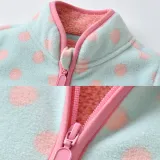 Toddler Kids Girls Polar Fleece Prints Hearts Leopard Full Zipper Jacket Outerwear Coats