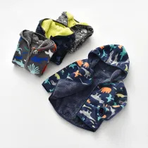 Toddler Kids Boy Polar Fleece Dinosaurs Octopus Zipper Hooded Jacket Outerwear Coats