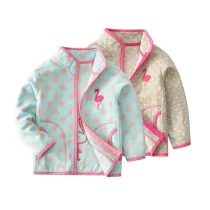 Toddler Kids Girl Polar Fleece Prints Flamingos Dots Zipper Jacket Outerwear Coats