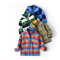 Toddler Kids Boy Polar Fleece Stripes Full Zipper Jacket Outerwear Coats