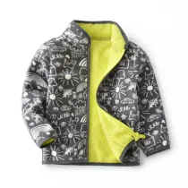Toddler Kids Boy Polar Fleece Prints Sun Clouds Cars Full Zipper Jacket Outerwear Coats
