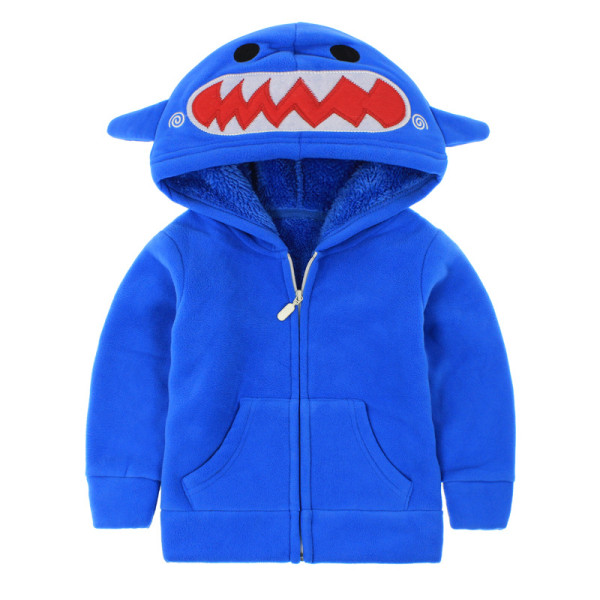 Toddler Kids Boy Polar Fleece Shark Frog Zipper Hooded Jacket Outerwear Coats