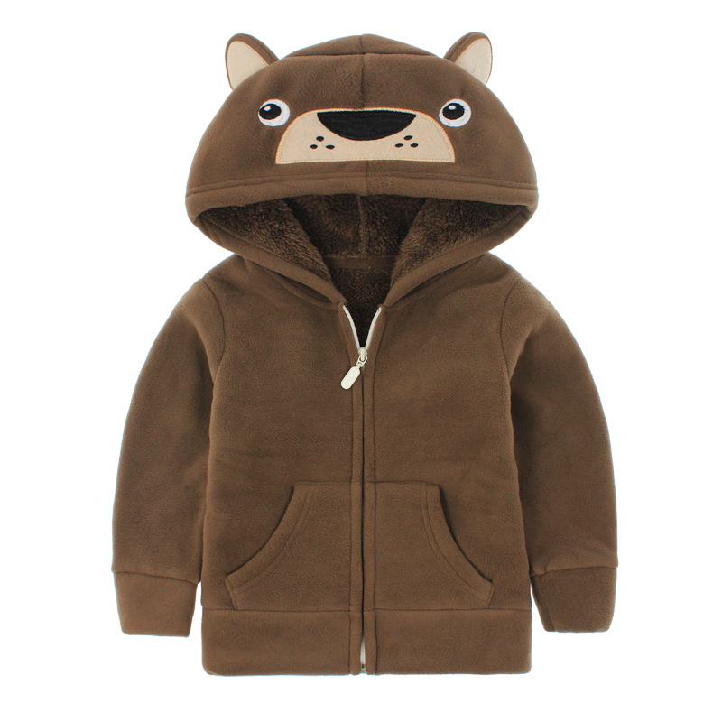 Toddler Kids Boy Polar Fleece Brown Bear Full Zipper Hooded Jacket ...