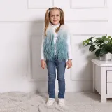 Toddler Kids Girl Plush Faux Fur Blue Ombre Thick Warm Vest Coats Outerwears