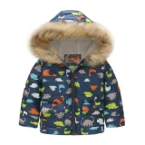 Toddler Kids Boy Dinosaur Cotton Padded Thicken Warm Fur Hooded Outerwear Coats