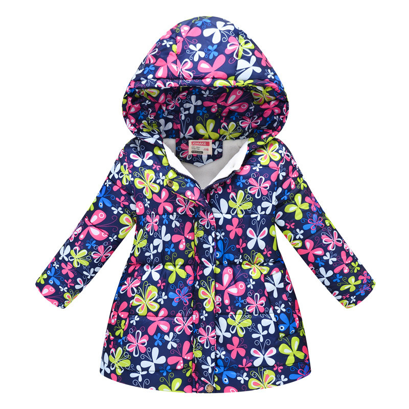 Toddler Kids Girl Butterfly Cotton Padded Thicken Warm Hooded Long ...