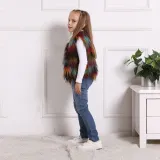 Toddler Kids Girl Plush Faux Fur Colors Stitching Thick Warm Vest Coats Outerwears