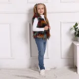 Toddler Kids Girl Plush Faux Fur Colors Stitching Thick Warm Vest Coats Outerwears