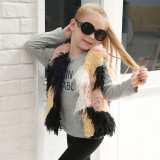 Toddler Kids Girl Plush Faux Fur 6 Colors Stitching Thick Warm Vest Coats Outerwears