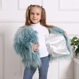 Toddler Kids Girl Plush Faux Fur Blue Ombre Thick Warm Coats Outerwears