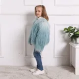 Toddler Kids Girl Plush Faux Fur Blue Ombre Thick Warm Coats Outerwears