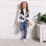 Toddler Kids Girl Plush Faux Fur Colors Stitching Thick Warm Vest Coats Outerwears