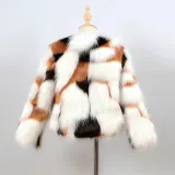 Toddler Kids Girl Colorful Stitching Plush Faux Fur Thick Warm Coats Outerwears