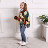 Toddler Kids Girl Plush Faux Fur 6 Colors Stitching Thick Warm Coats Outerwears