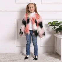 Toddler Kids Girl Plush Faux Fur 5 Colors Stitching Thick Warm Coats Outerwears
