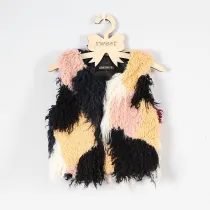 Toddler Kids Girl Plush Faux Fur 6 Colors Stitching Thick Warm Vest Coats Outerwears