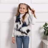 Toddler Kids Girl Plush Faux Fur Colors Stitching Thick Warm Vest Coats Outerwears