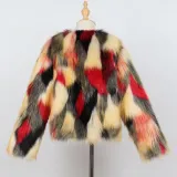 Toddler Kids Girl Colorful Stitching Plush Faux Fur Thick Warm Coats Outerwears