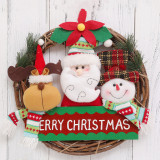 Classic Christmas Wreath Doll for Front Door Artificial Christmas Garland Home Decoration