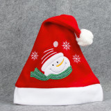 Christmas Hats Embroidery Snow Man Deer Santa Claus Red Velvet Hats