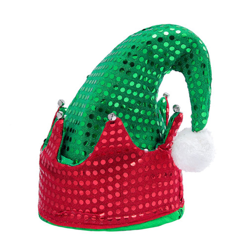 Christmas Hats Sequins ELF Green Velvet Hats With White Cuffs