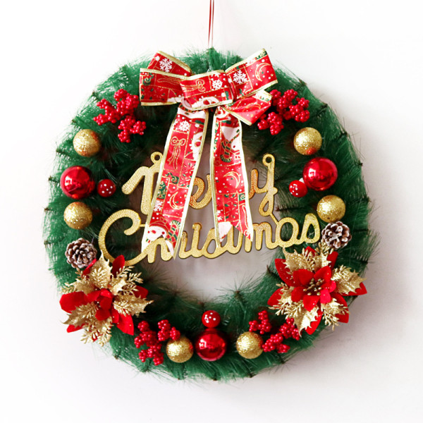 Classic Christmas Wreath Bowknot Balls for Front Door Artificial Christmas Garland Home Decoration