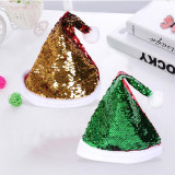 Christmas Hats Double Faced Sequins Velvet Hats With White Cuffs