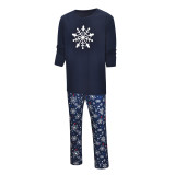 Christmas Family Matching Pajamas Sleepwear Sets Navy Snowflake Top and Pants