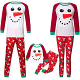 Christmas Family Matching Pajamas Sets Snow Man Emoji Expression Top and Christmas Trees Pants