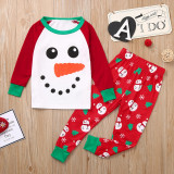 Christmas Family Matching Pajamas Sets Snow Man Emoji Expression Top and Christmas Trees Pants