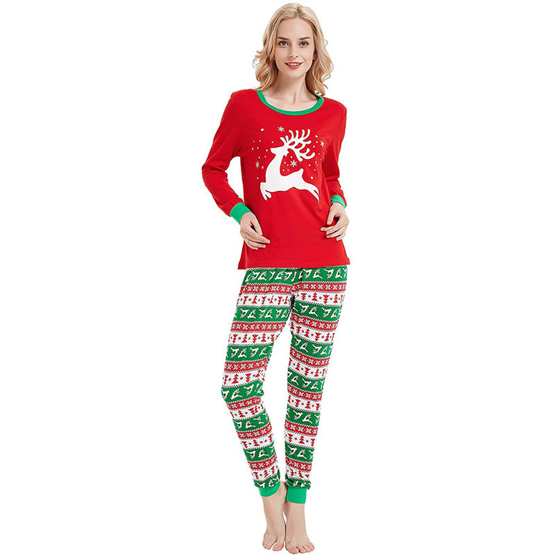 Christmas Family Matching Pajamas Sleepwear Sets Red Deer Stars Top and ...