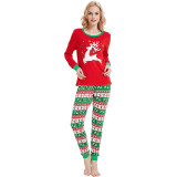 Christmas Family Matching Pajamas Sleepwear Sets Red Deer Stars Top and Christmas Pattern Pants