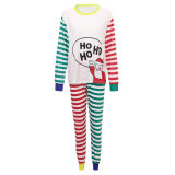 Christmas Family Matching Pajamas Christmas Hohoho Santa Claus Stripes Top and Pant