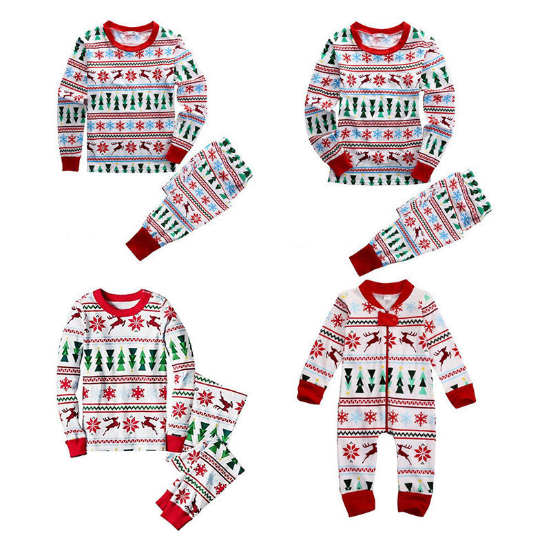 Christmas Family Matching Pajamas Sleepwear Sets Christmas Tree Deer ...