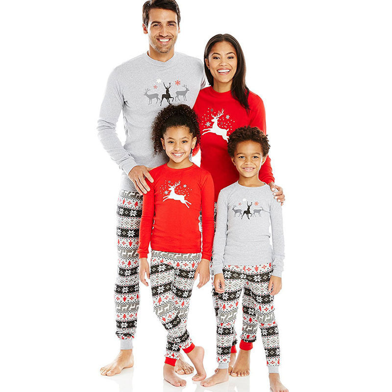 Christmas Family Matching Pajamas Christmas Deer Top and Grey Christmas ...