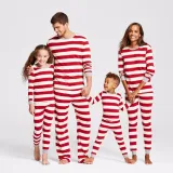 Christmas Family Matching Pajamas Sleepwear Sets Christmas Red Stripes Top and Pants